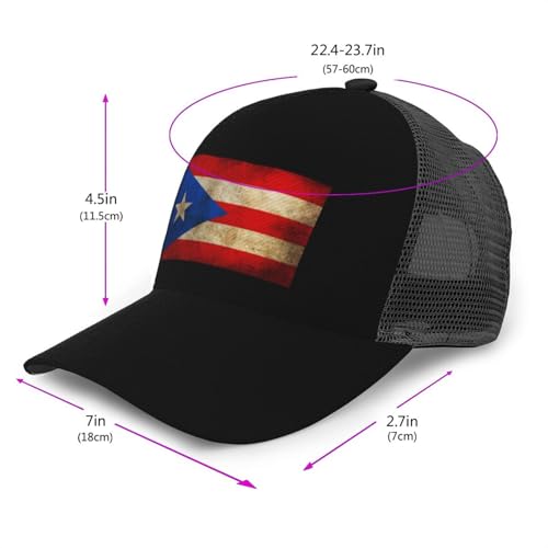 Flag of Puerto Rico Mesh Baseball Cap - Classic Adjustable Peak Cap, Trucker Hat for Men & Women3
