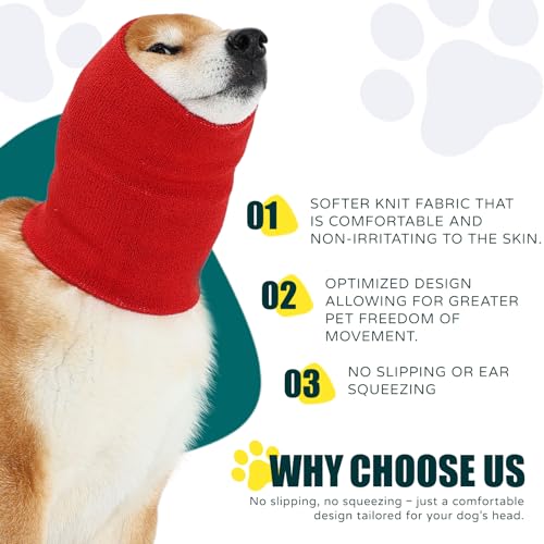 Image of Dog Calming Hoodie Quiet Head Cover Sleeves Double Layer Thickened Dog Ear Muffs Noise Protection,Dog Hematoma Ear Wrap, Dog Headband for Anxiety Relief for Bath, Thunderstorms