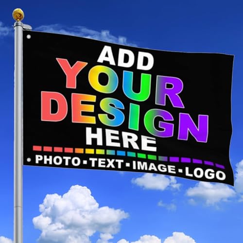 HWFOI Drapeau/Bannière personnalisé - Bannière de drapeaux personnalisés - faites votre propre drapeau, 2.5X4 FT Ajoutez votre propre image/texte/logo pour la décoration de jardin extérieur