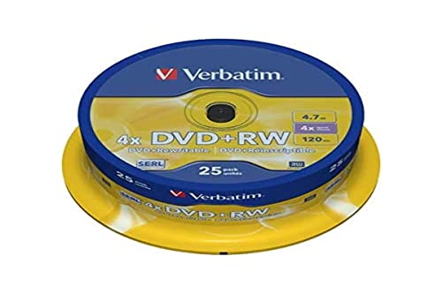1x25 Verbatim DVD+RW 4,7GB 4X Speed, Mat Argent
