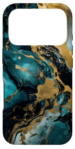 大理石の外観 ブルー 翡翠 石 表面 美的 ラグジュアリー スマホケース iPhone 17 Pro 用