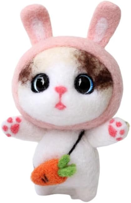 TEHAUX Felting Needles Rabbit Doll Needle Felting Starter Kit Wool Roving Cute Doll Wool Needle Felt Kit The Co Craft s Kids Plush Cat Child Aldult