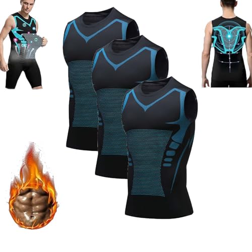 Evolv V Boost Herren-Shirt, 2025 verbessertes Kompressionsshirt, Selbstvertrauen, Energie und Kraft für Sie, 3 Stück, L