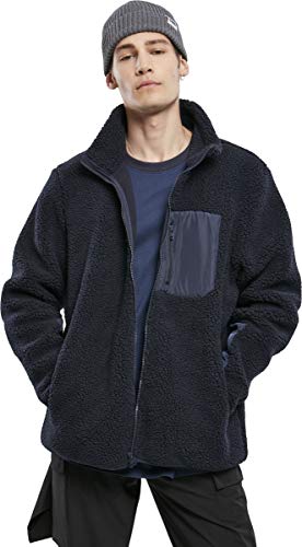 Urban Classics Giacca Sherpa, Blu Navy, M Uomo