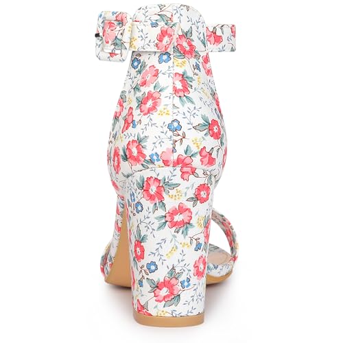 Image of Allegra K Women's Floral Print Open Toe Block High Heels Summer Sandals