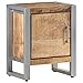 HGBNMER Industrial Style Bedside Cabinet with Sturdy Door and Large Storage, Grey Rough Mango Wood and Iron Frame Nightstand for Bedroom