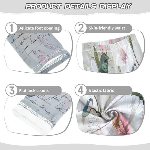 Bolaz Toddler Girls Leggings Printed Yoga Pants Leggings Beautiful White and Pink Flowers for Kids3