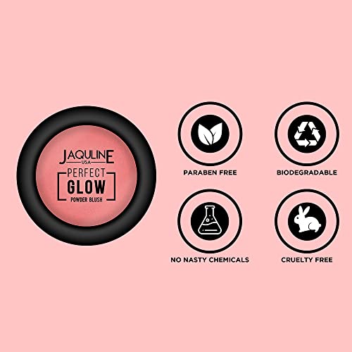 Image of JAQULINE USA Perfect Glow Powder Blush | Highly Pigmented, Soft & Lightweight Formula | Blends Effortlessly | Lasts All Day | Vegan & Paraben-Free | SUNSET HUE, 5g