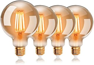 EXTRASTAR Vintage Edison LED Light Bulb, 6W G80 E27 Bulb, 48W Equivalent, 540LM, 2200K Warm White Energy Saving Globe Decorative Bulbs, Retro Antique Filament Lamp, Non-Dimmable, Pack of 4