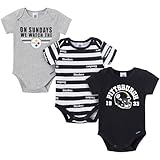 Gerber Baby Boys' NFL 3-Pack Onesie Bodysuit, Steelers, 6-12 Months