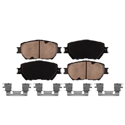 Image of Detroit Axle - Brake Pads for 2002-2006 Toyota Camry 2003 2004 2005 Front and Rear Ceramic Brake Pads w /Hardware Replacement