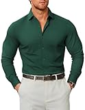 COOFANDY Men Long Sleeve Dress Shirt Wrinkle Free Button Up Shirts Business Formal Shirts Green