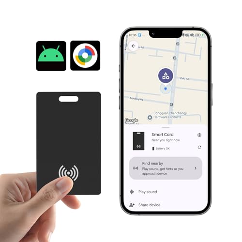 Wallet Tracker Karte für Android Wiederaufladbares Air Tag Card, Kompatibel mit der Google Find Hub App (Android nur), 1.8mm Ultra-Dünner, Kabelloses Laden, IP68 Wasserdicht, für Schlüssel, Gepäck