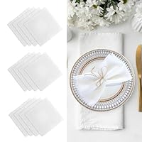 12 Stück Stoffservietten mit Fransen 32 x 32cm Leinenservietten Baumwolle Tischservietten Weiße Leinen Servietten für Tischdekoration, Hochzeit, Abendessen