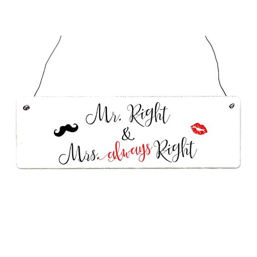 Interluxe Holzschild Shabby Vintage Türschild MR. Right & MRS. Always Right Deko Hochzeit Wedding Trauung