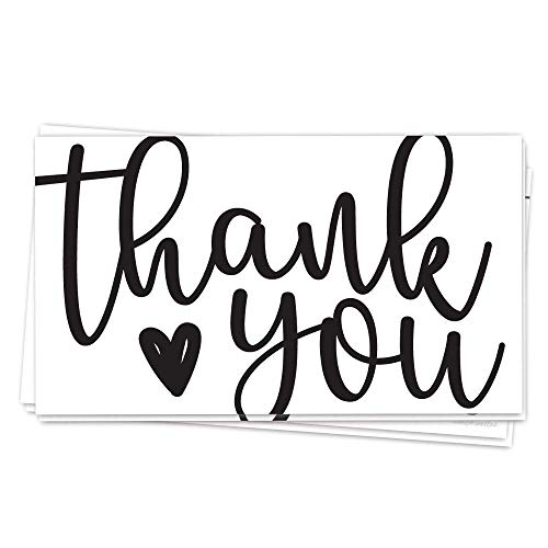 m&h invites 50 Fun Script Customer Thank You for Order Cards (3.5" x 2") Thank You for Supporting My Small Business - Small Online Business Package Insert - Business Card Size