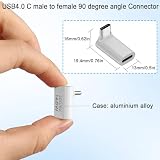 QIANRENON 2 x adapter USB 4.0 C 140 W, kątowy, 40 Gb/s, typ C, męski na żeński, PD140W/8K, 60 Hz, Al, do iPhone'a 15 serii Thunderbolt 3 Steam Deck, 2 sztuki (krzywizna