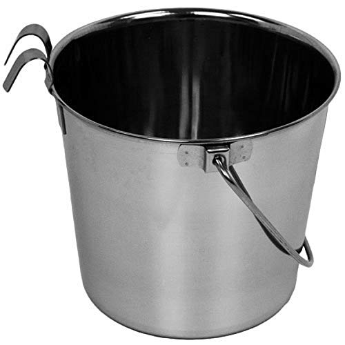 Advance Pet Products Heavy Stainless Steel Flat Side Bucket with Hook, 6-Quart