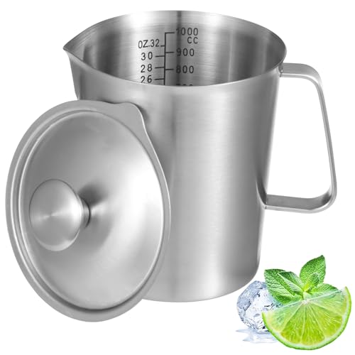 Jarra medidora de acero inoxidable 1 litro con tapa miniatura 2