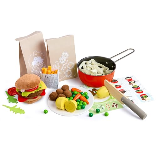 Haba Creative Play – Fresh Box – Juguete de Madera y Tela con Tarjetas de Recetas para cocinar – Accesorios para Cocina de Juguete y Tienda – a Partir de 3 años – 2012310001