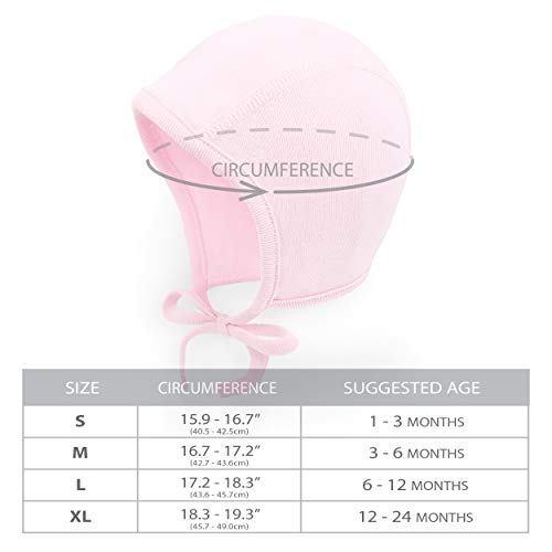 Happy Tree 2 Pack Baby Hat Bonnet Soft 100% Combed Cotton Toddler Infant Beanie Pilot Caps, White + Light Pink, Large #TOP3