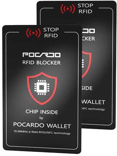 POCARDO 2 x carte di blocco RFID – NFC, per carte di credito, carte di credito, per portafoglio sottile, per carte di credito, portafogli, Nero , Kartenformat, Moderno