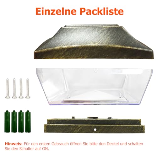 XVZ Luces solares de poste, IP65 impermeable lámparas solares para exteriores, luces LED solares, decoración de jardín para jardín, terraza, valla, postes de madera - Bronce - imagen 6