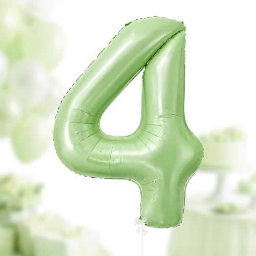 Image of KatchOn Sage Green 4 Balloon Number - 40 Inch | Number 4 Balloons
