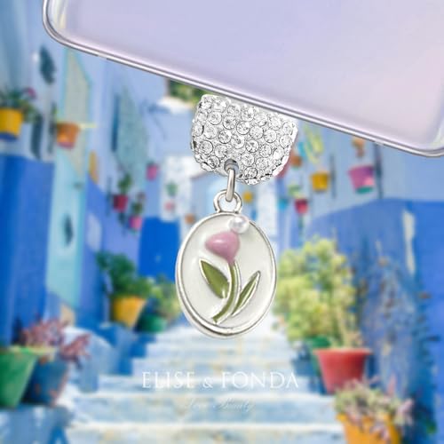 Cache poussière Type-C en forme de rose rose avec finition cristal - 2
