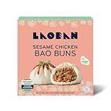 Laoban Dumplings︱Sesame Chicken Bao Buns︱Made with Free-Range Chicken, Shiitake Mushrooms, and Sesame︱Frozen Meals Made from Scratch | No Artificial Ingredients or Preservatives (10oz)
