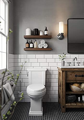 Homeforia Rustic Farmhouse Floating Shelves, Bathroom Wooden Shelves For Wall Mounted, Thick Industrial Kitchen Wood Shelf - 24 X 6.5 X 1.75 Inch - Set Of 2 - American Walnut Color #TOP3