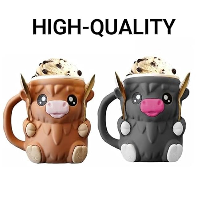 Cow Ice Cream Pint Holder with Handle ¨C Cute Insulated Cozy Sleeve for Pints, Reusable Cooling Rack for Ice Cream, Sweat-Free Grip (Black)