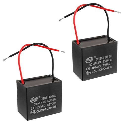 SIGANDG CBB61 20uF 450V AC 50/60 Hz Condensador de Funcionamiento del Motor del Ventilador del Aire Acondicionado (Paquete de 2)