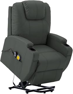 Massage Stand-up Chair,Living Room Chair, Modern Recliner,Club Chair,Theater Seating,Massage Office Chair,Lifting and Reclining Function,for Living Room, Bedroom, or Office,Anthracite Faux Leather