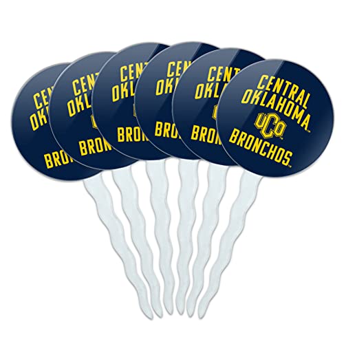 Central Oklahoma Bronchos Logo Cupcake Picks Toppers Decoration Set of 6