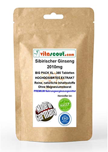 Sibirischer Ginseng Extrakt entspricht 2010mg Pulver PRO TABLETTE - MADE IN GERMANY - 365 Tabletten - OHNE MAGNESIUMSTEARAT Cover
