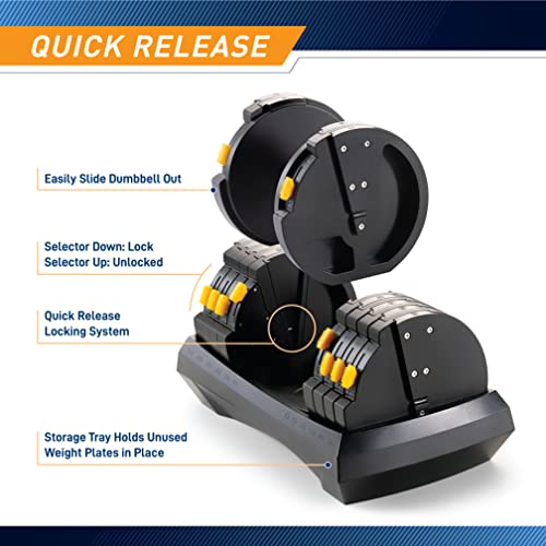 Image of Marcy Adjustable Dumbbell System - 6-in-1 Free Weights for Home Gym, 50 lbs Single or 100 lbs Pair Options for Strength Training