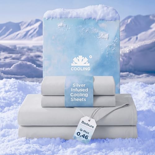 Bedsure Cooling Sheets for Hot Sleepers, Silver Infused Bed Sheets, Q-Max0.46, Luxury Soft & Silky...