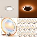Sunco 12 Pack 6 Inch LED Recessed Light, Can Lights for Ceiling, Flat with Nightlight, 1200 Lumens, Selectable CCT 2700K/3000K/4000K/5000K/6000K, Dimmable, 13W UL