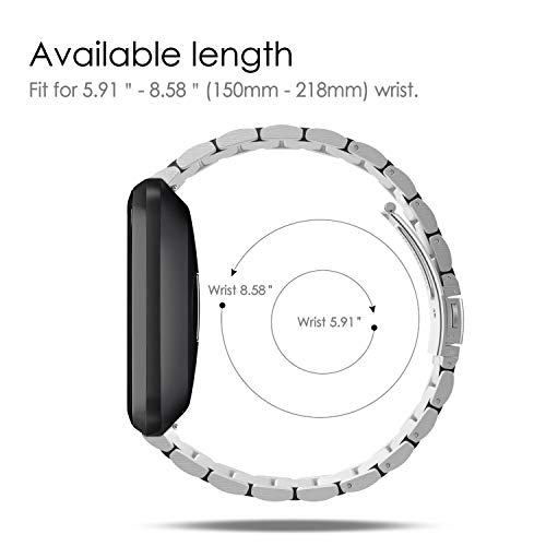 Pulseira de metal Fintie para Fitbit Versa 2, Versa, Versa Lite Edition, pulseira de aço inoxidável