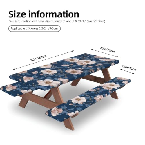 Mantel de mesa de picnic con fundas de banco ajustables y lavables de seis pies 5