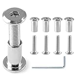 Jersvimc 10 Pair(20 Piece) M6x25mm Hex Drive Socket Cap Bolt with Allen Wrench, Silver Furniture Connector Bolts M6 Countersunk Screw Barrel Nuts Binding Screws for Crib Replacement Belt Cabinet