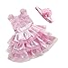 iEFiEL Baby Girls Rosette Tunic Princess Dress with Flower Headband Pink Pink 6-12 Months