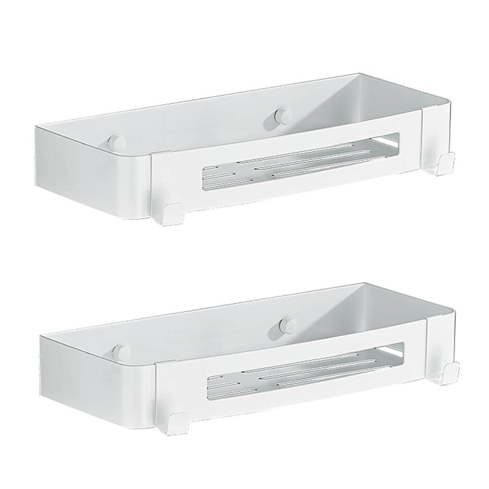 Étagère de salle de bain sans trou pour carrelage, serviteur inox blanc