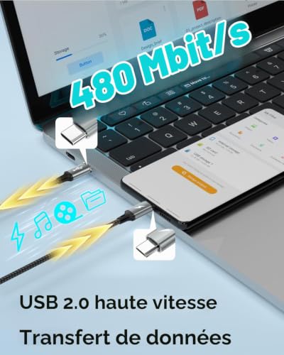 layajia Câble USB C vers Micro USB 0.2M, Câble USB Type C vers Micro USB Nylon Tressé, USB C vers Micro Cable de Charge Android Compatible pour Samsung Galaxy S7/S5/J3/5/J7, Huawei, HTC, LG – vue 5