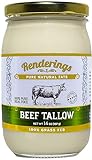 Renderings Beef Tallow, 100% Grass-Fed & Finished, Cooking, Baking and Frying, 14 oz jar