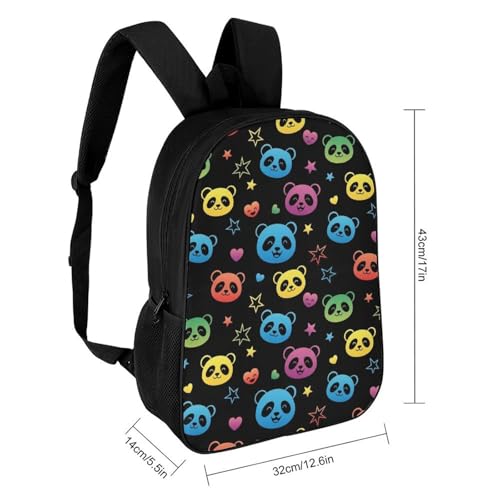 17 Inch Carry On Bookbag with Adjustable Shoulder Straps Colorful Panda Outdoor Travel Gym Backpack Unisex-Adult Sport Bag2