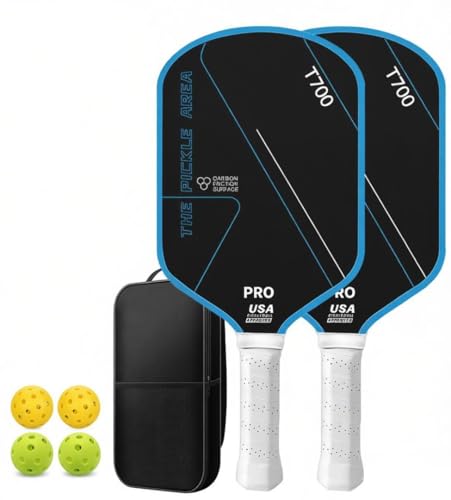 TravelAce Pickleball Paddles �s�b�N���{�[�� ���P�b�g �p�h�� �Z�b�g �J�[�{���t�@�C�o�[ T700 ����~�ߋz���O���b�v �y�� ���P�b�g1/2�{ �{�[��2/4�� USAPA���F ���[�o�b�O�t�� ���S�҂�M�t�g�ɍœK (I)