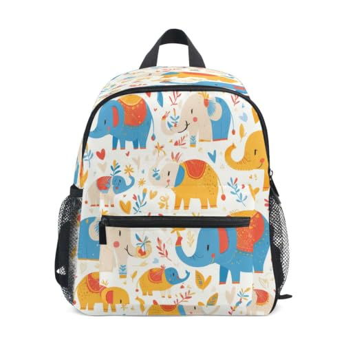 Cartable pour garçons filles motif éléphants colorés, le cadeau idéal