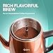 Euro Cuisine PER12 Stainless Steel Electric Coffee Percolator, 12 Cup, Polished Copper Finish, Dripless Gooseneck Spout, Clear Glass Knob, Brewing Indication, Keep-Warm Function, Detachable Cord